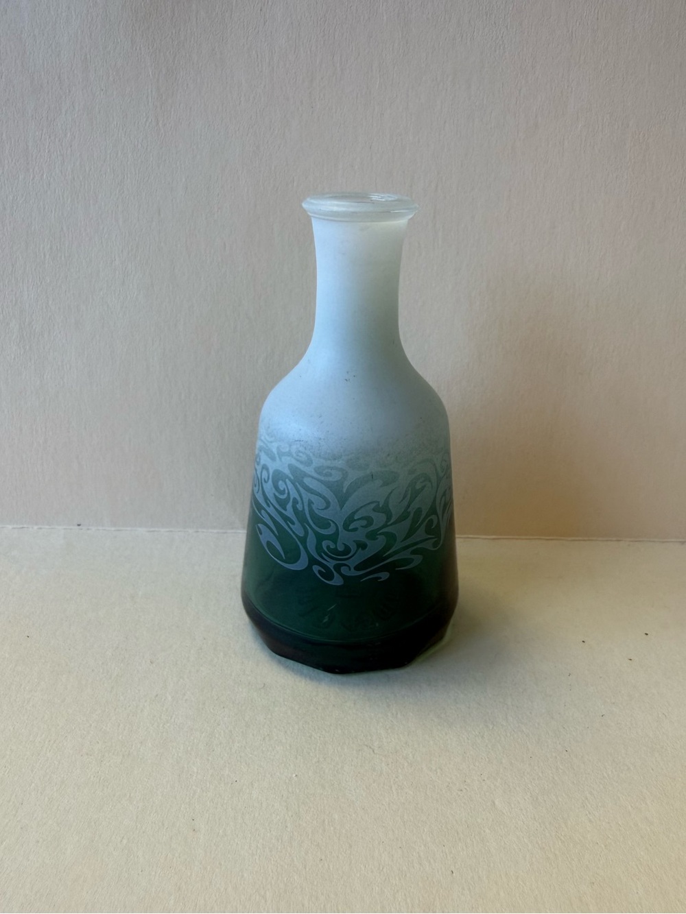Vintage Le Tourment Vert French Absinthe White & Green Glass Mini Bottle